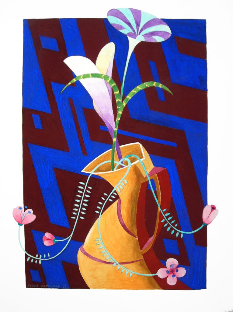 50 floral w peach vase