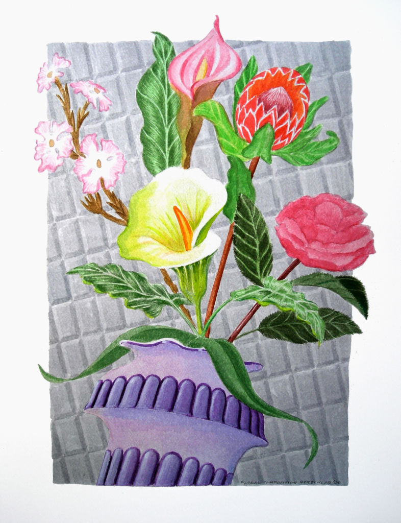 52 floral on gray tile